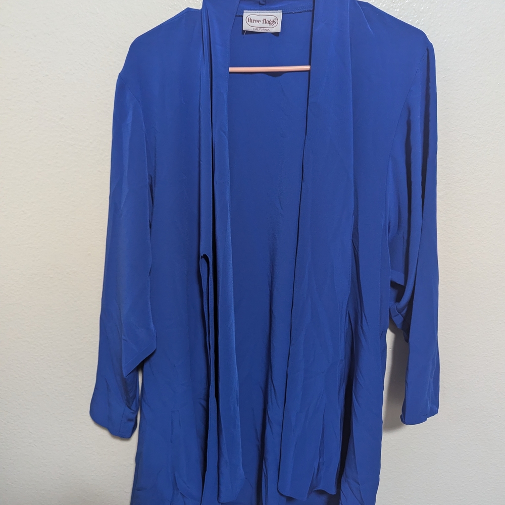 Three Flags Blue Open Front Cardigan